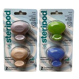 2 Packs STERIPOD 4 Pod Protector Sanitizing Toothbrush Case Fresh Scent READ DES